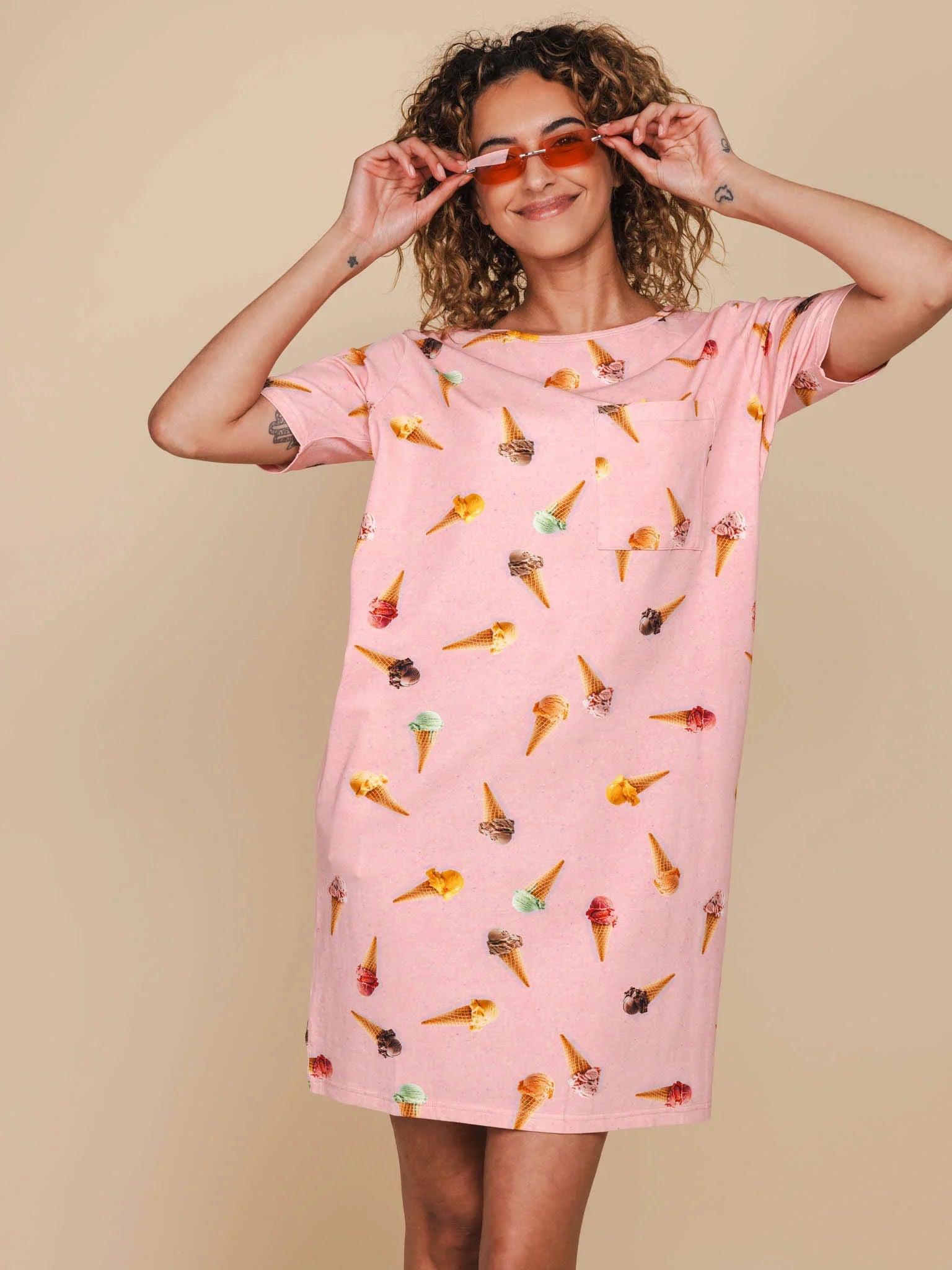 Ice Cream Cones T-shirt Dress Women