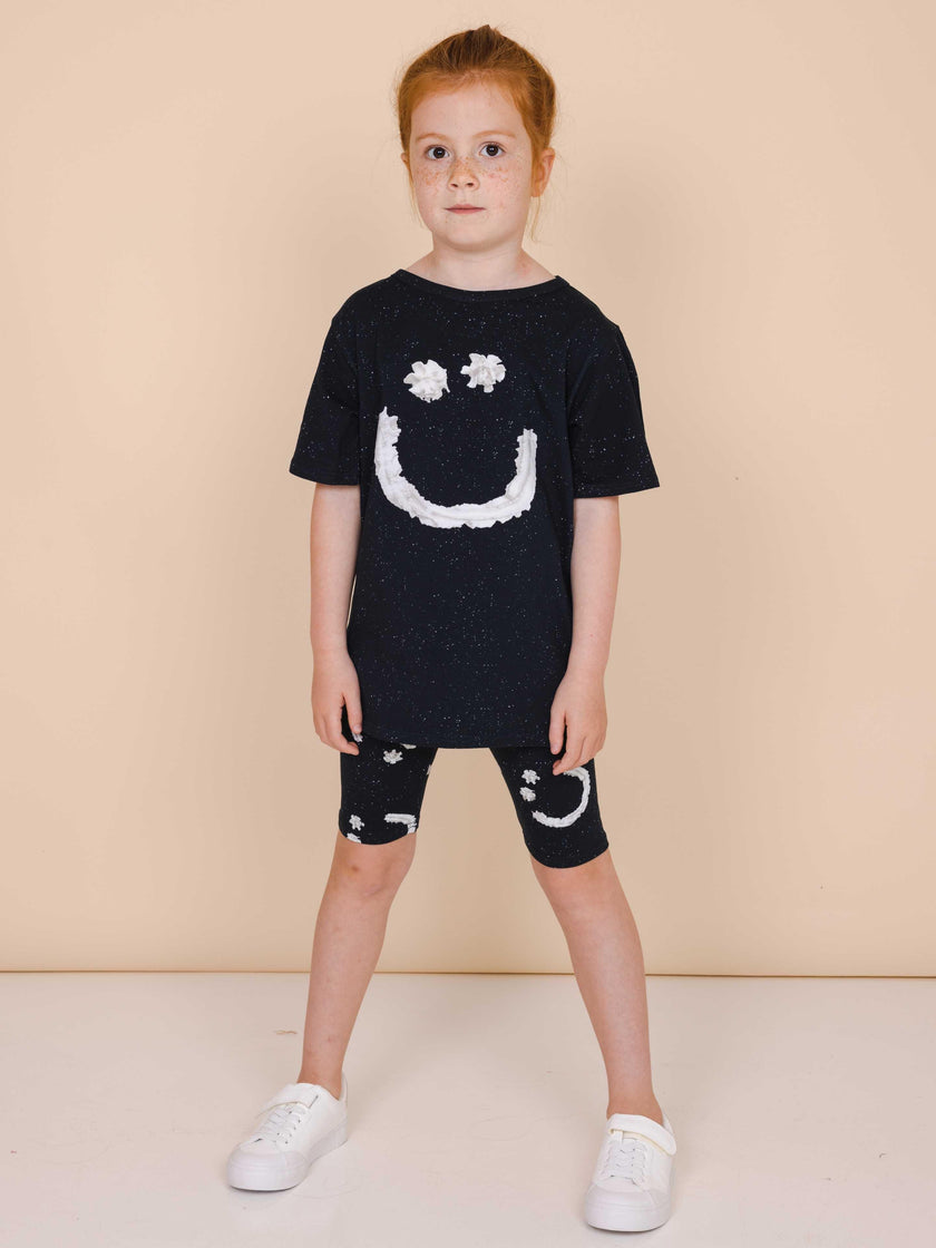 Smiles Black T-Shirt und Biker-Shorts für Kinder