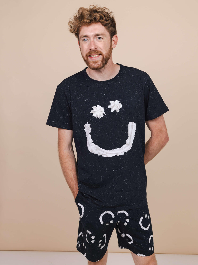 Smiles Black T-shirt en Korte Broek set Heren
