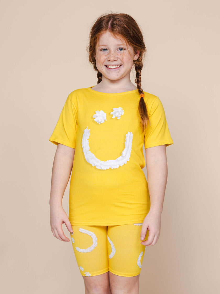 Smiles Yellow T-shirt and Bikershorts set Kids
