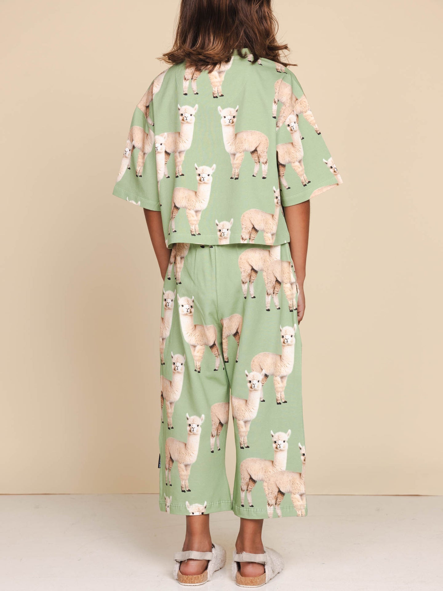 Alpaca Meadow Cropped T-shirt en Wijde broek set Kids - SNURK