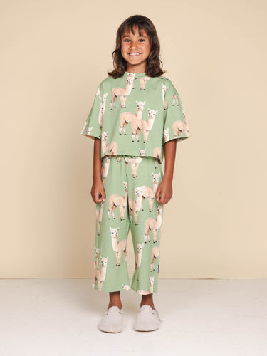 Alpaca Meadow Cropped T-shirt en Wijde broek set Kids