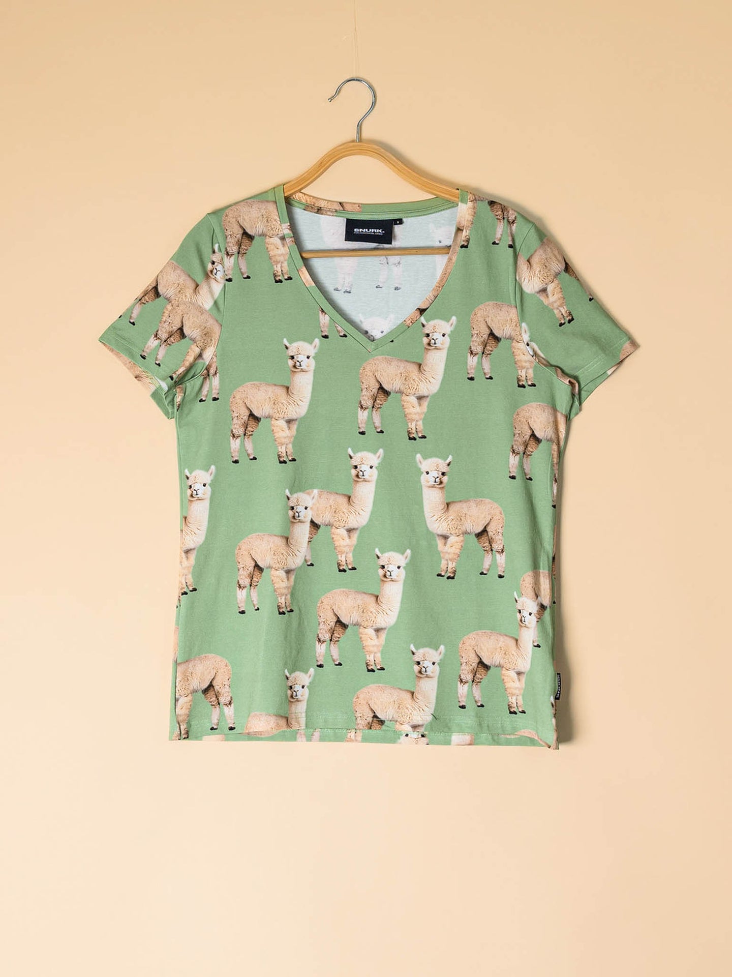 Alpaca Meadow V-neck T-shirt Dames - SNURK