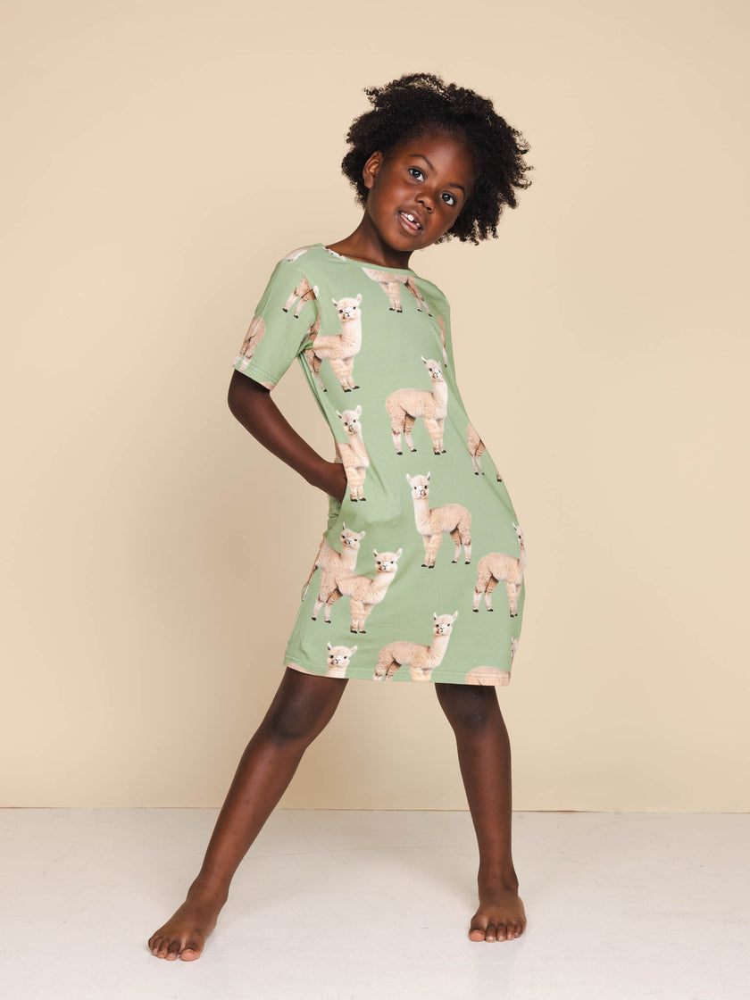 Alpaca Meadow T-shirt Dress Kids