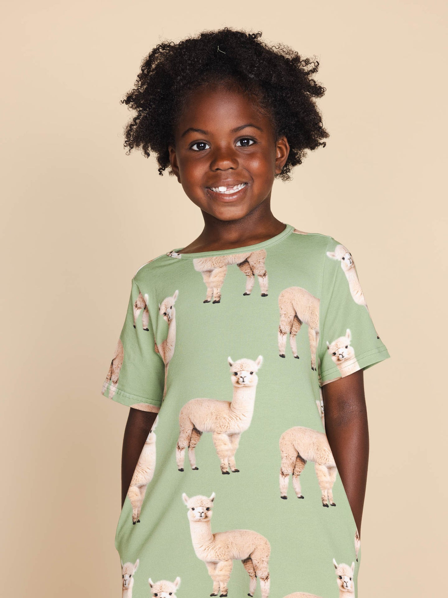 Alpaca Meadow T-shirt Dress Kids - SNURK