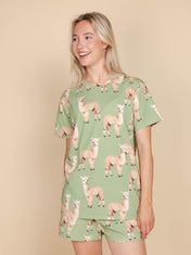 Alpaca Meadow T-shirt en Shorts set Dames