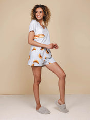 Baguette V-neck T-shirt en Shorts set Dames