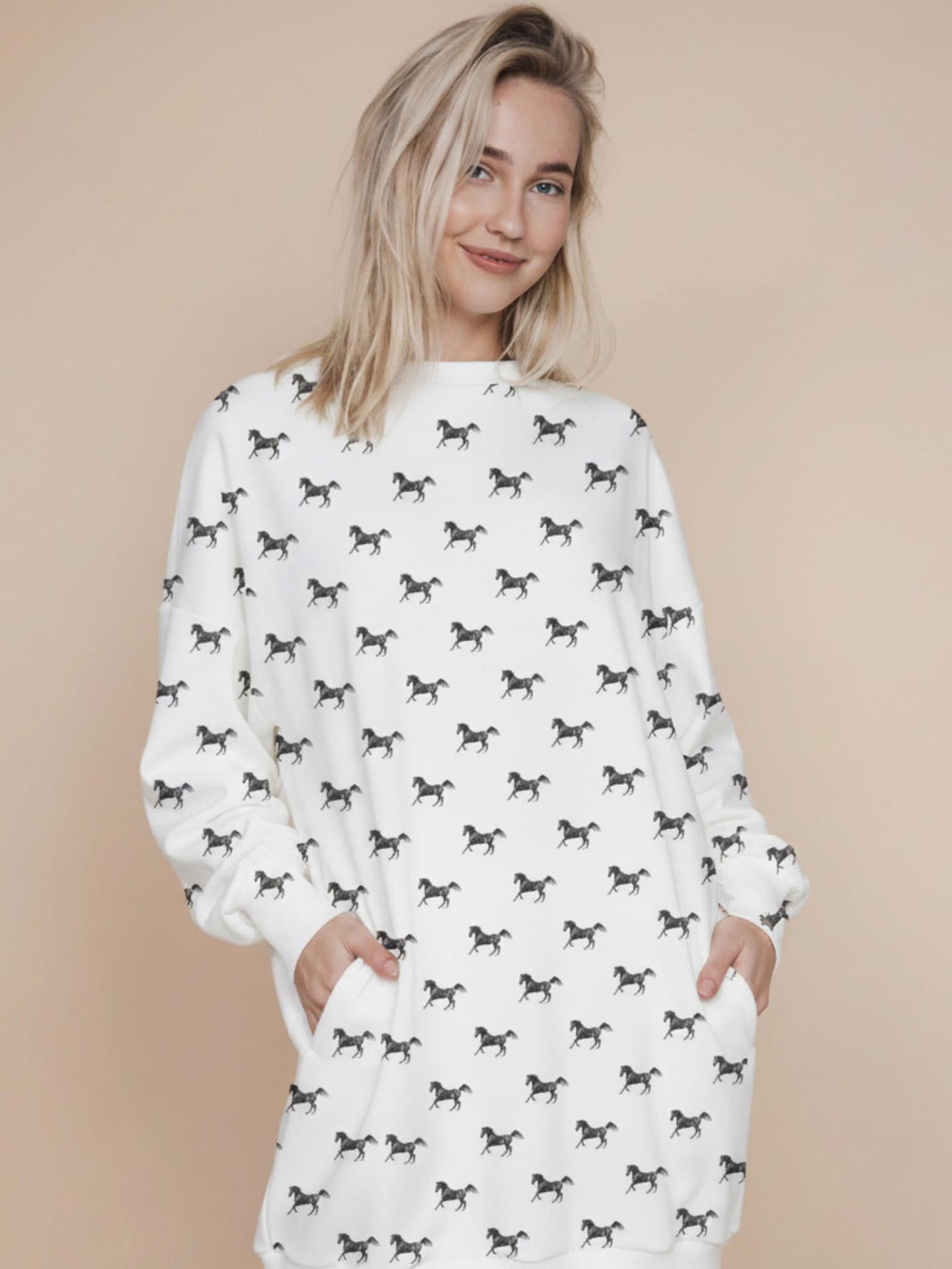 Black Horses Sweater Dress Dames