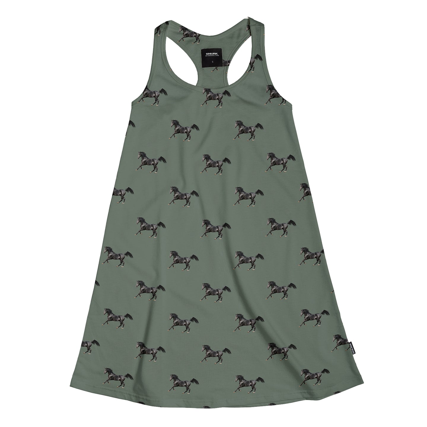 Black Horses Green Tank Dress Kids