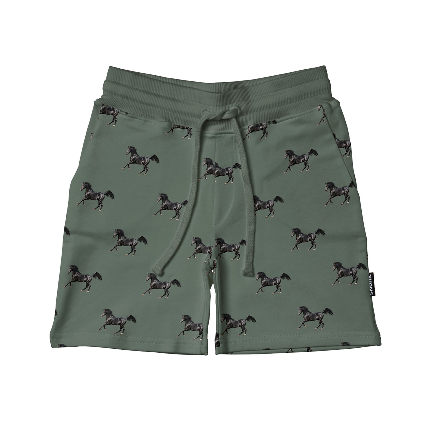 Black Horses Green Shorts Kids