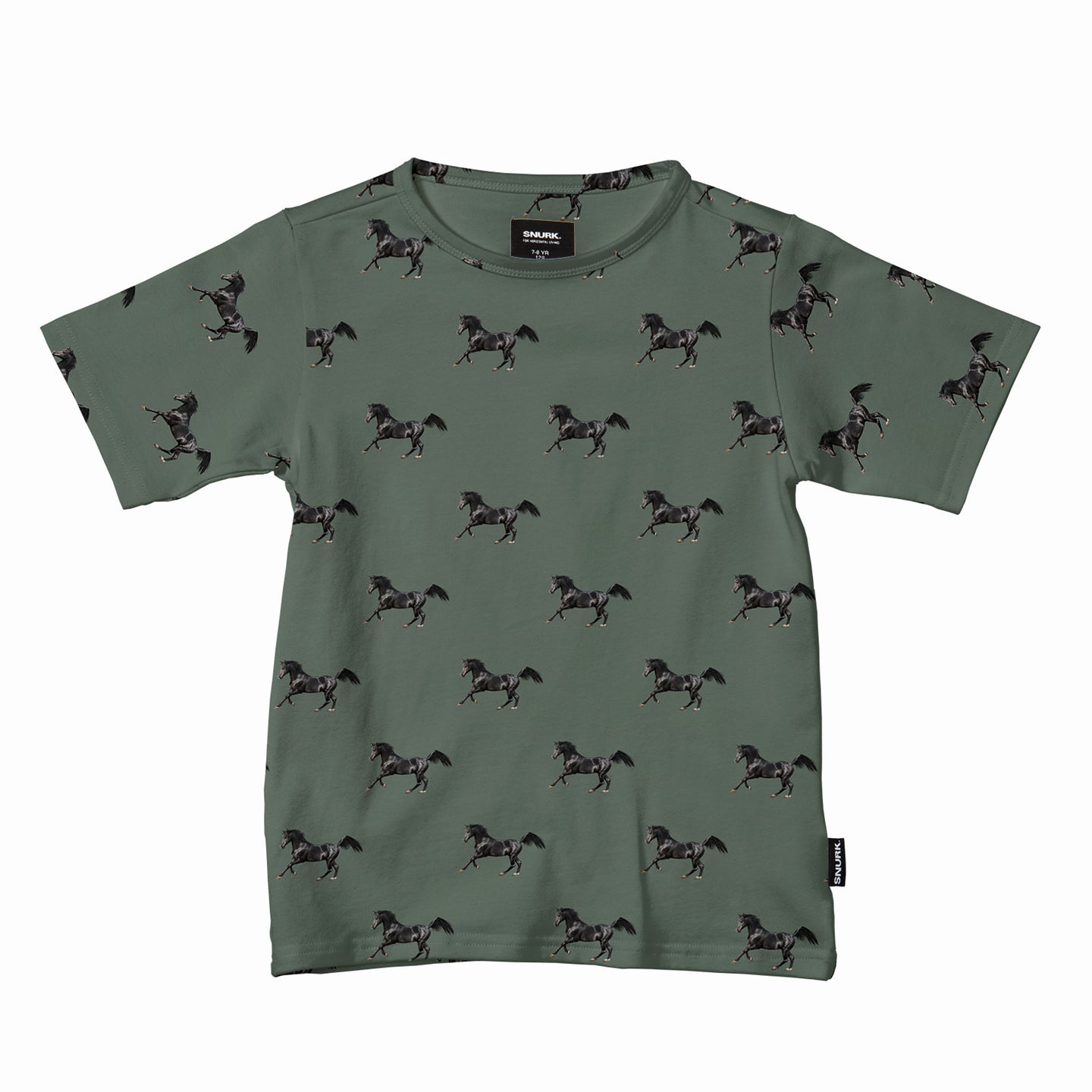 Black Horses Green T-shirt Kids