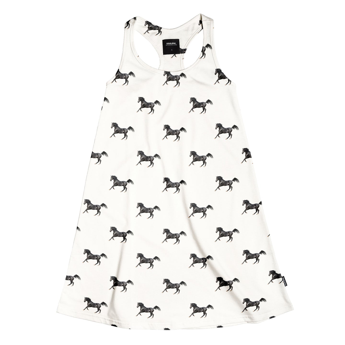 Black Horses White Tank Dress Kids