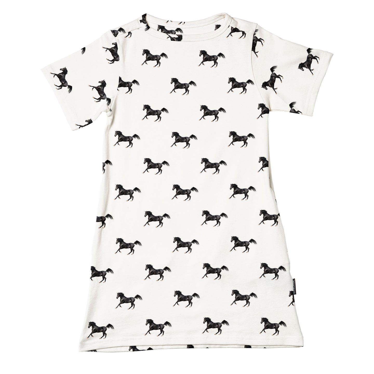 Black Horses White T-shirt Dress Kids