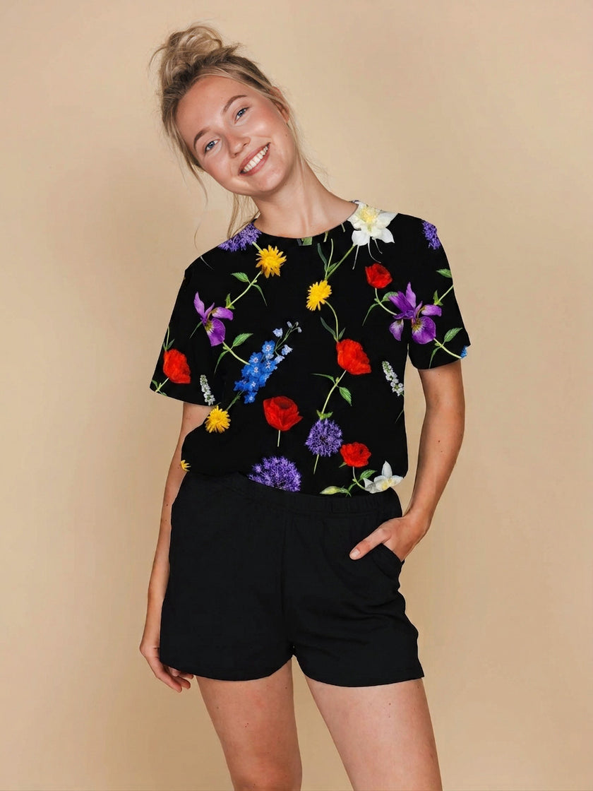 Bouquet Black T-shirt Unisex