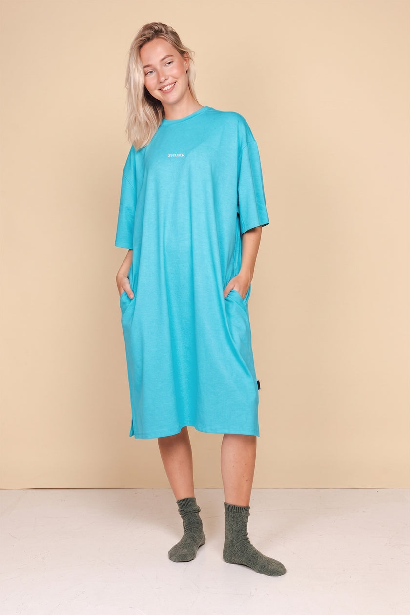 Bright Blue Relaxed Tee Dress Dames