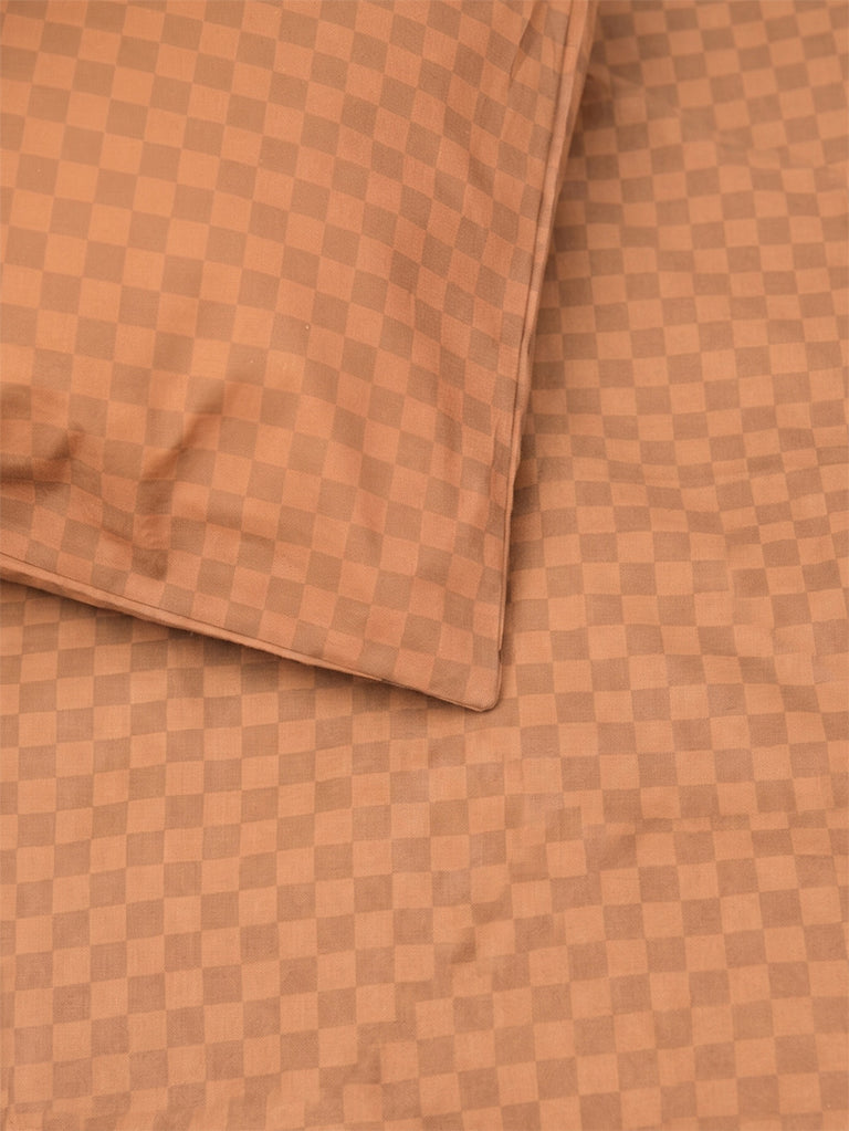 Brown Check dekbedovertrek flanel