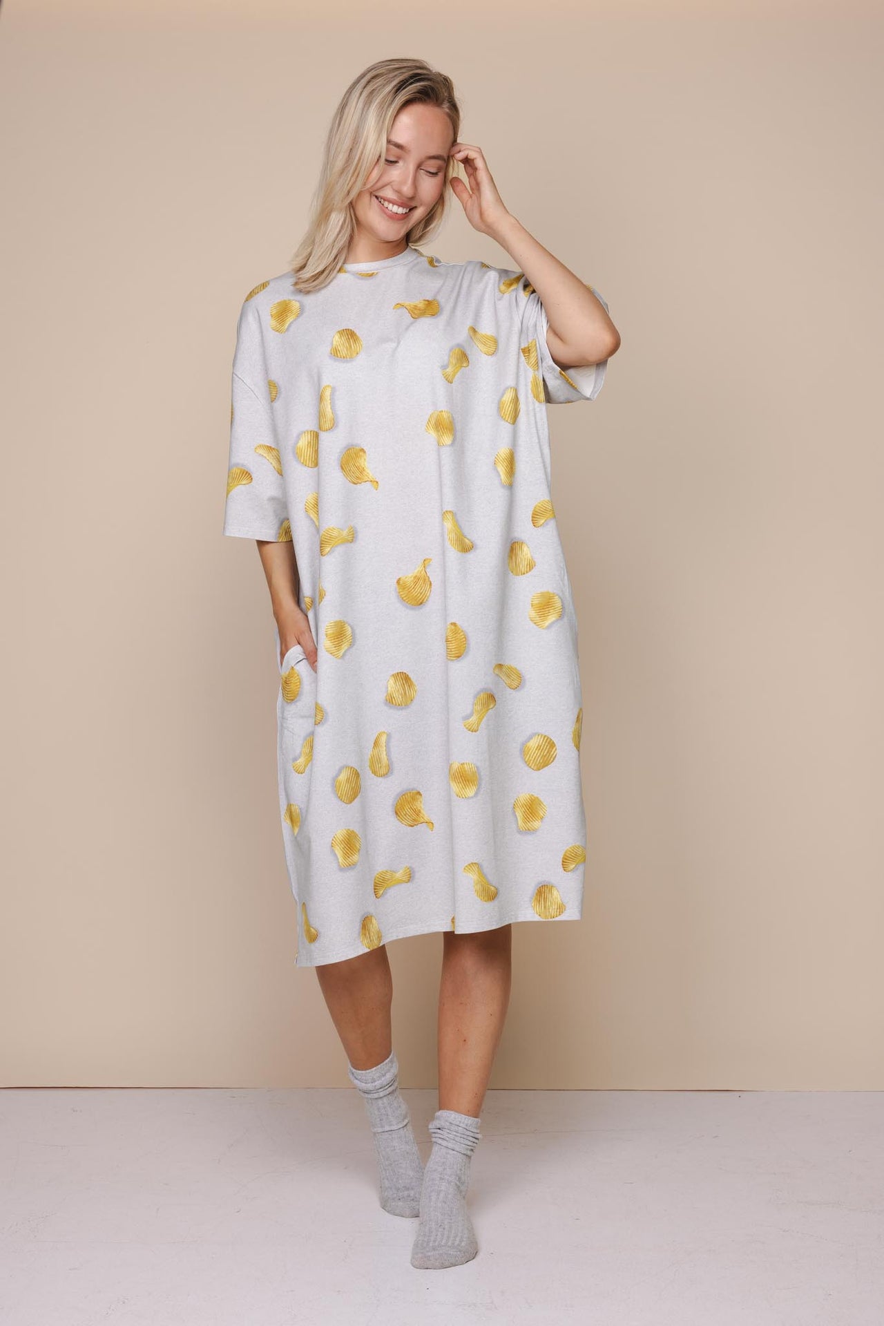 Chips Relaxed Tee Dress Dames - SNURK