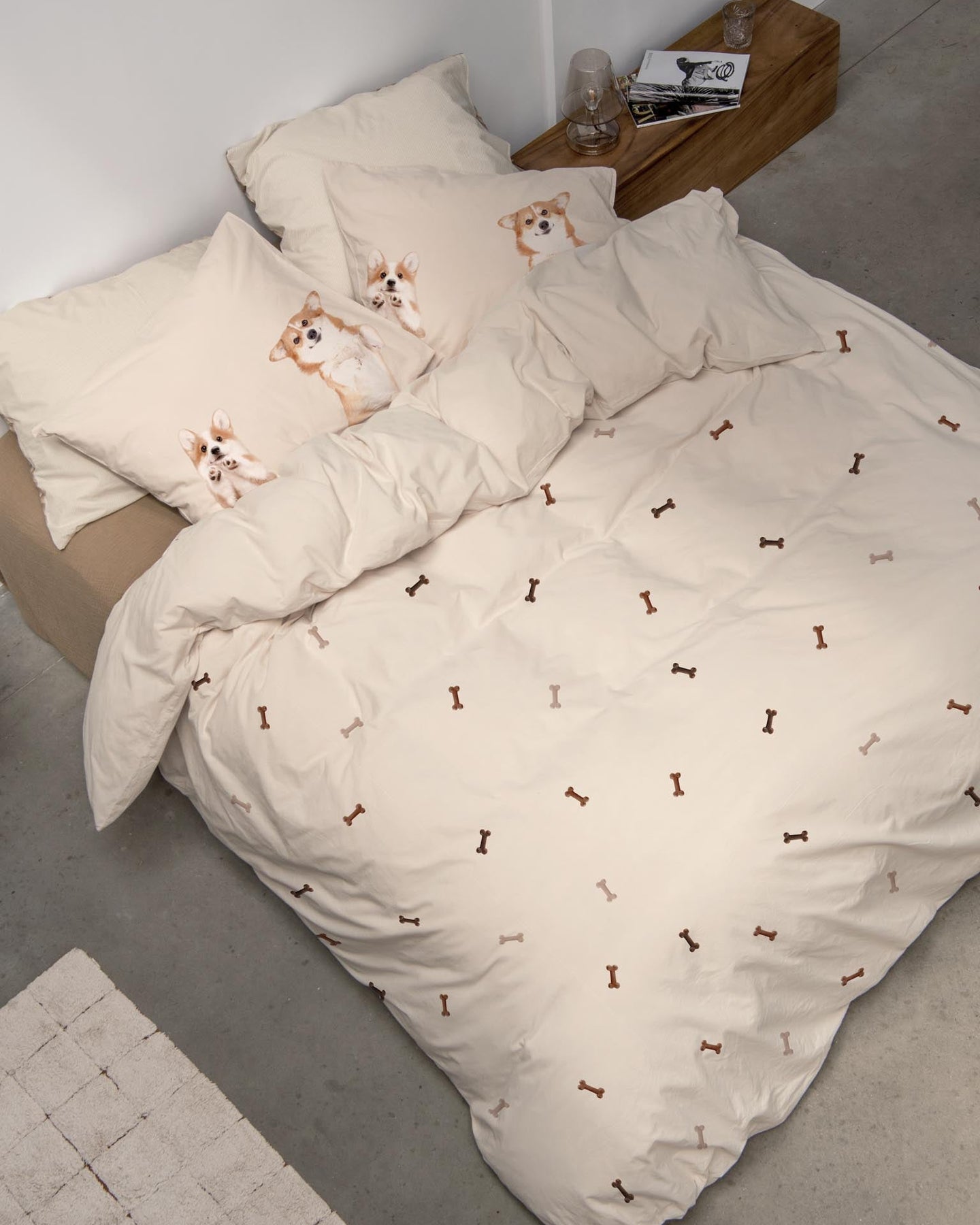 Corgi Friends duvet cover set flannel