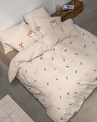 Corgi Friends duvet cover set flannel