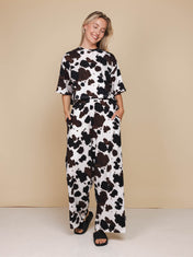 Cow Cropped T-shirt and Wide trousers set Women