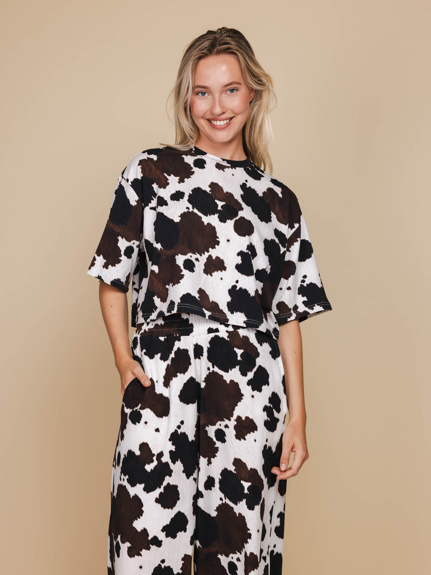 Cow Cropped T-Shirt Dames