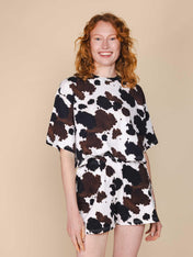 Cow Cropped T-shirt en Shorts set Dames