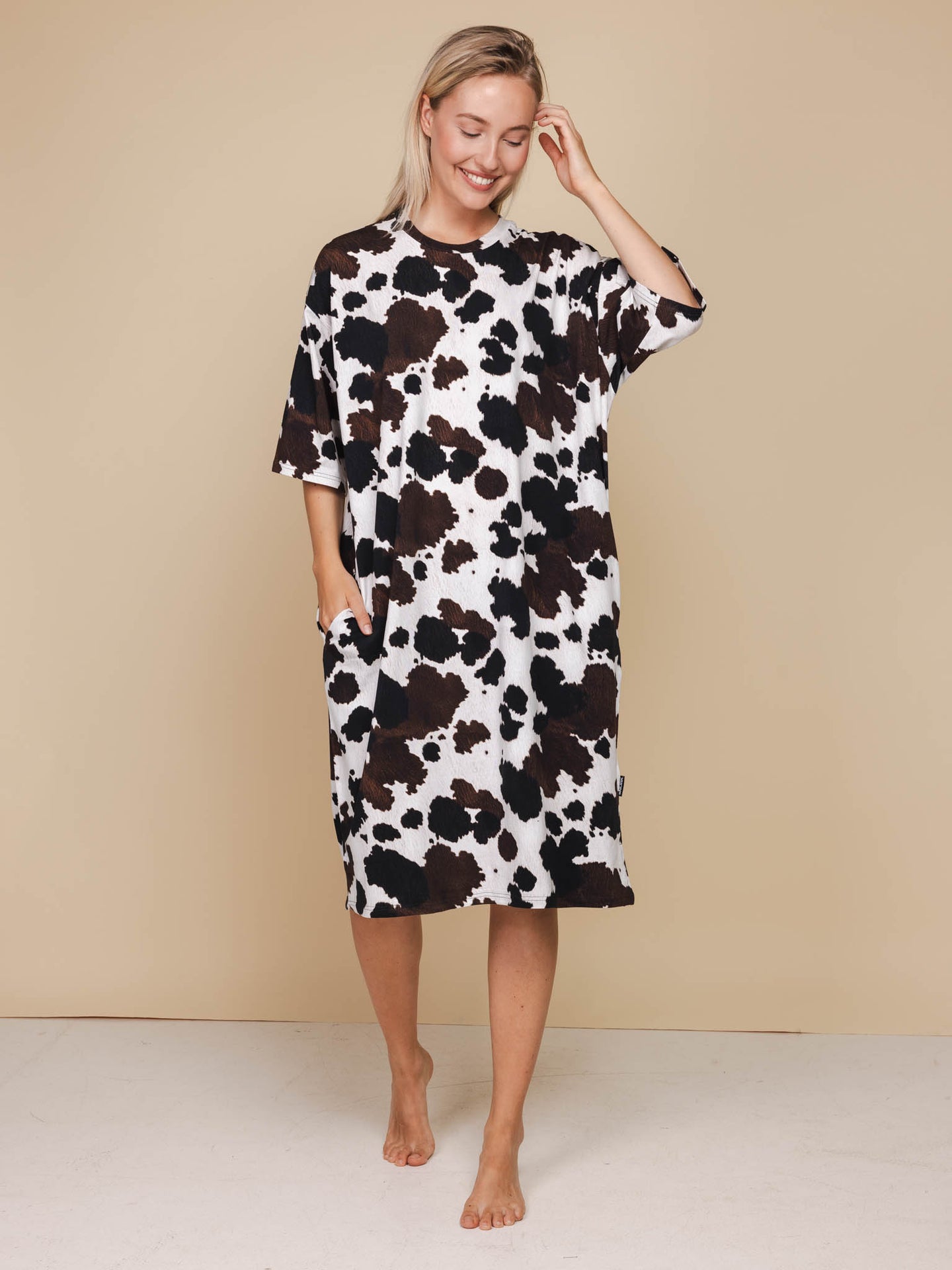 Cow Relaxed Tee Dress Dames - SNURK