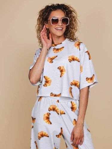 Croissants Cropped T-Shirt Dames