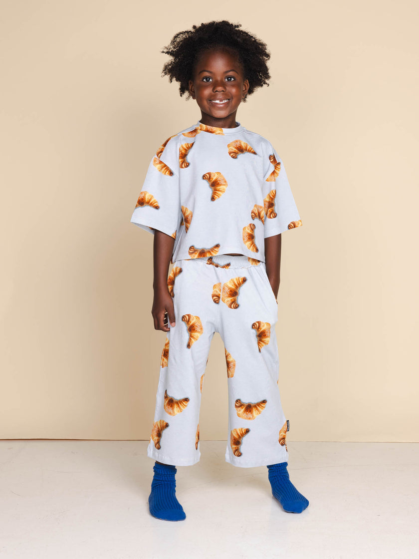 Croissants Cropped T-shirt en Wijde broek set Kids