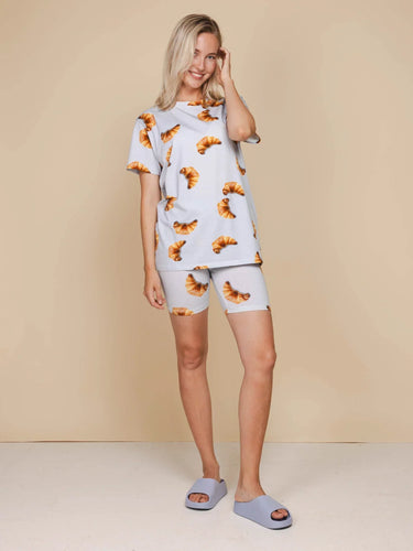 Croissants T-shirt en Bikershorts set Dames