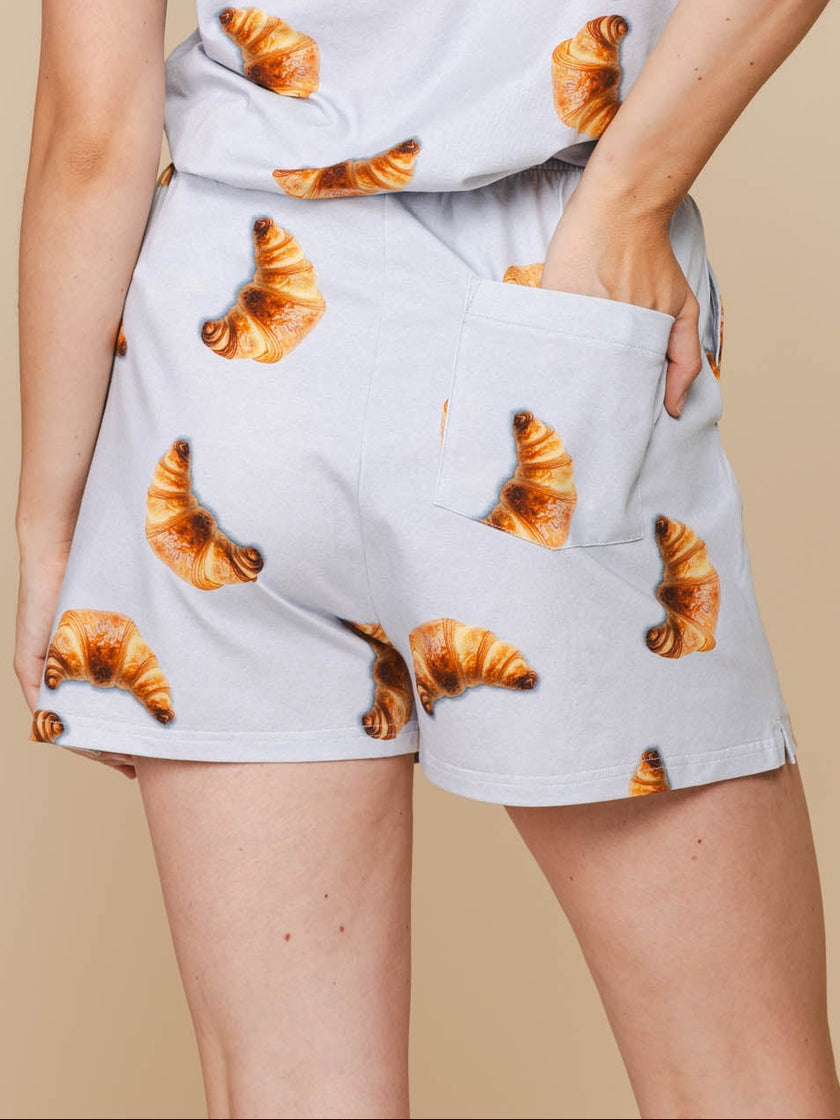 Croissants V-neck T-shirt en Shorts set Dames - SNURK