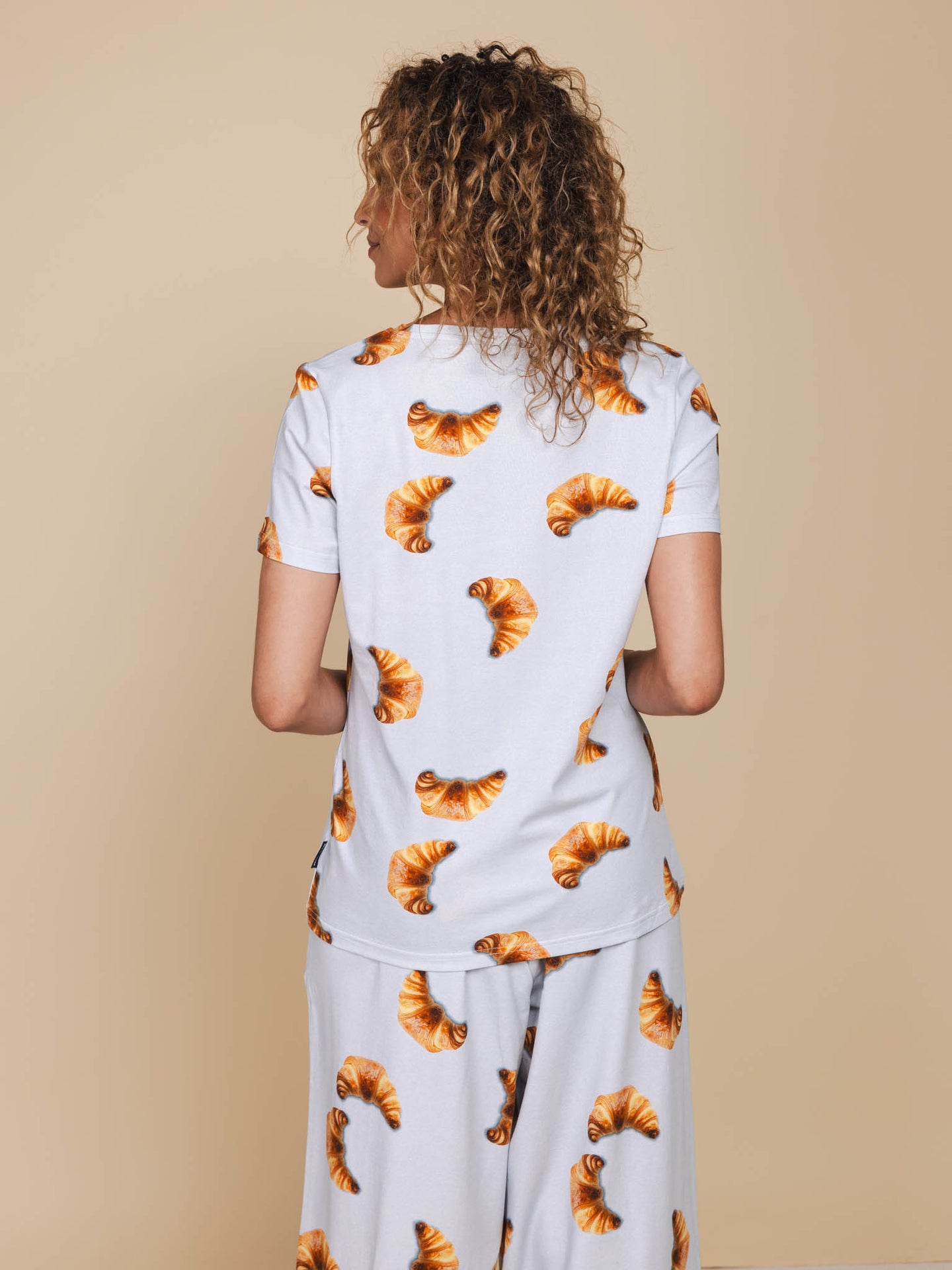 Croissants V-neck T-shirt en Wijde broek set Dames - SNURK