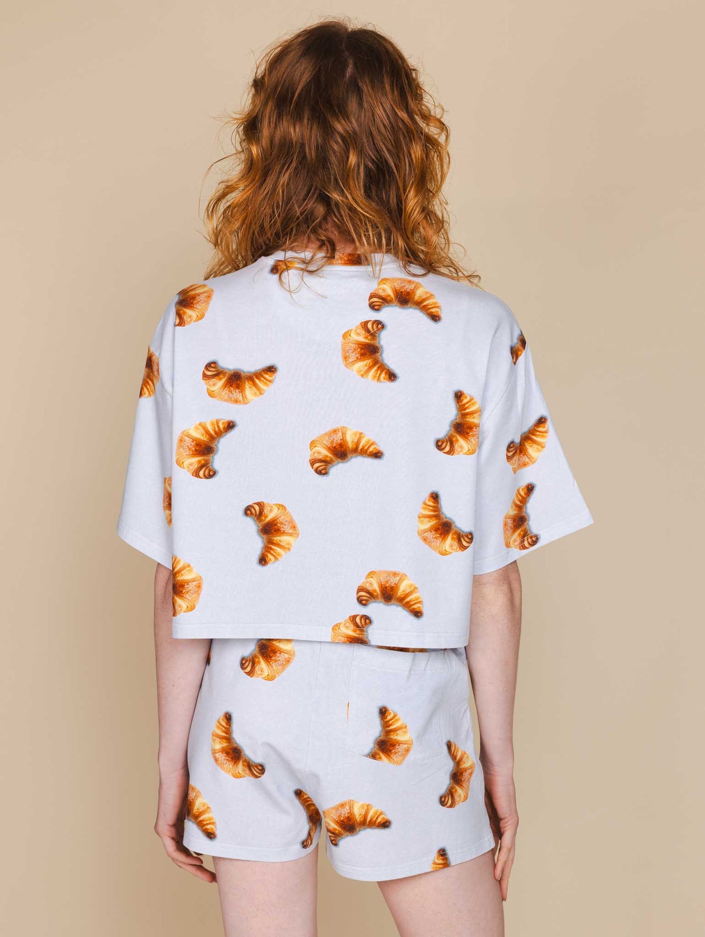 Croissants Cropped T-shirt en Shorts set Dames - SNURK