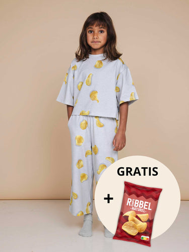 Chips Cropped T-shirt and wide pants set Kids
