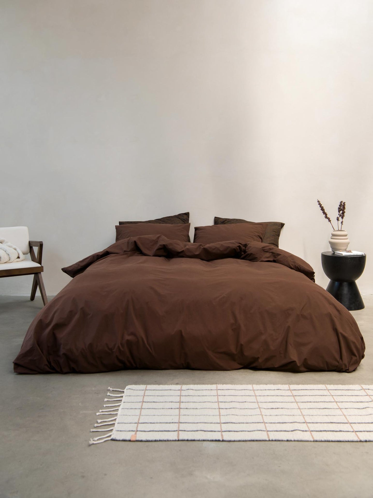 Dark Brown flanel dekbedovertrek