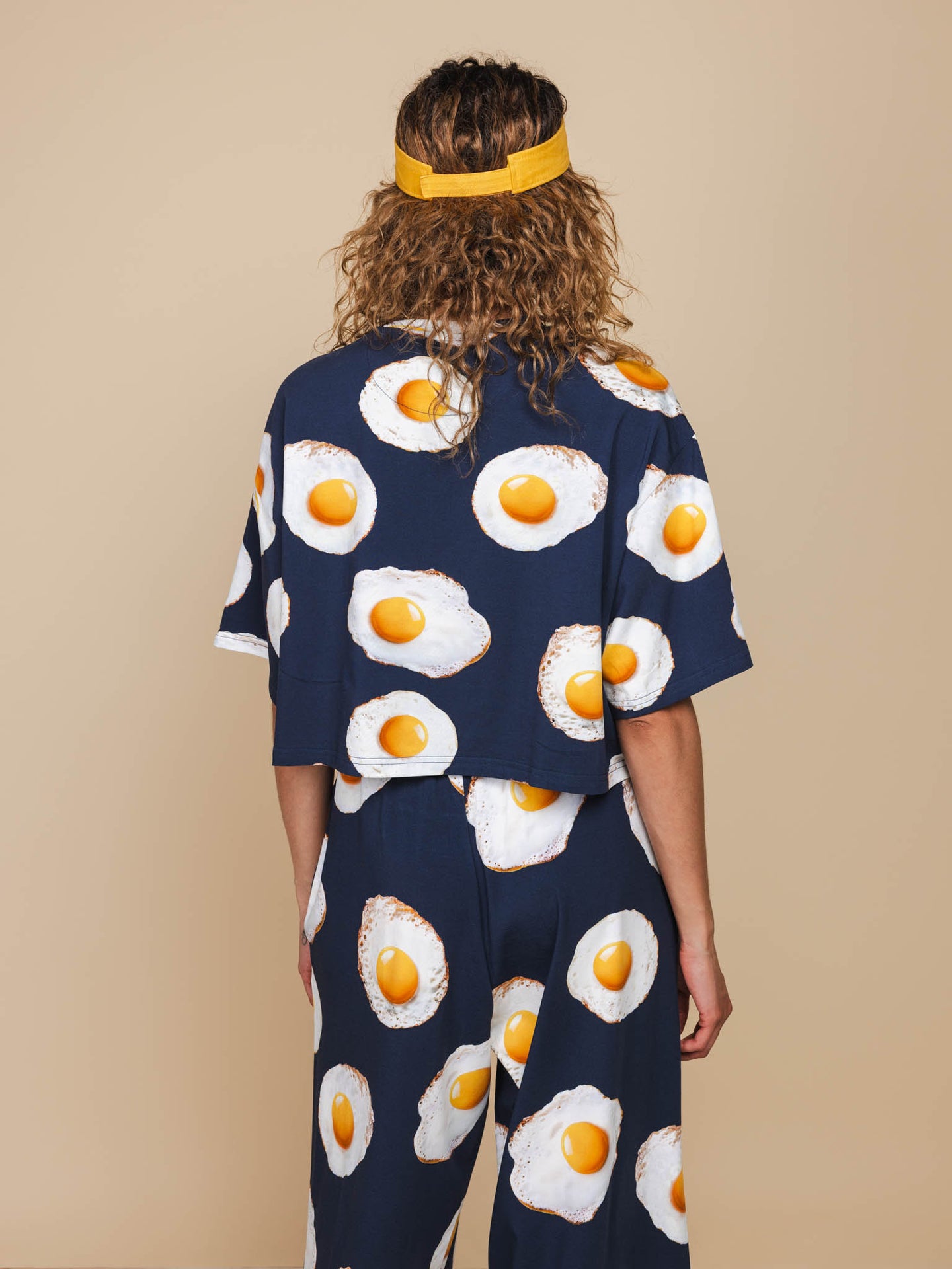 Eggs Navy Cropped T-shirt en Wijde broek set Dames - SNURK