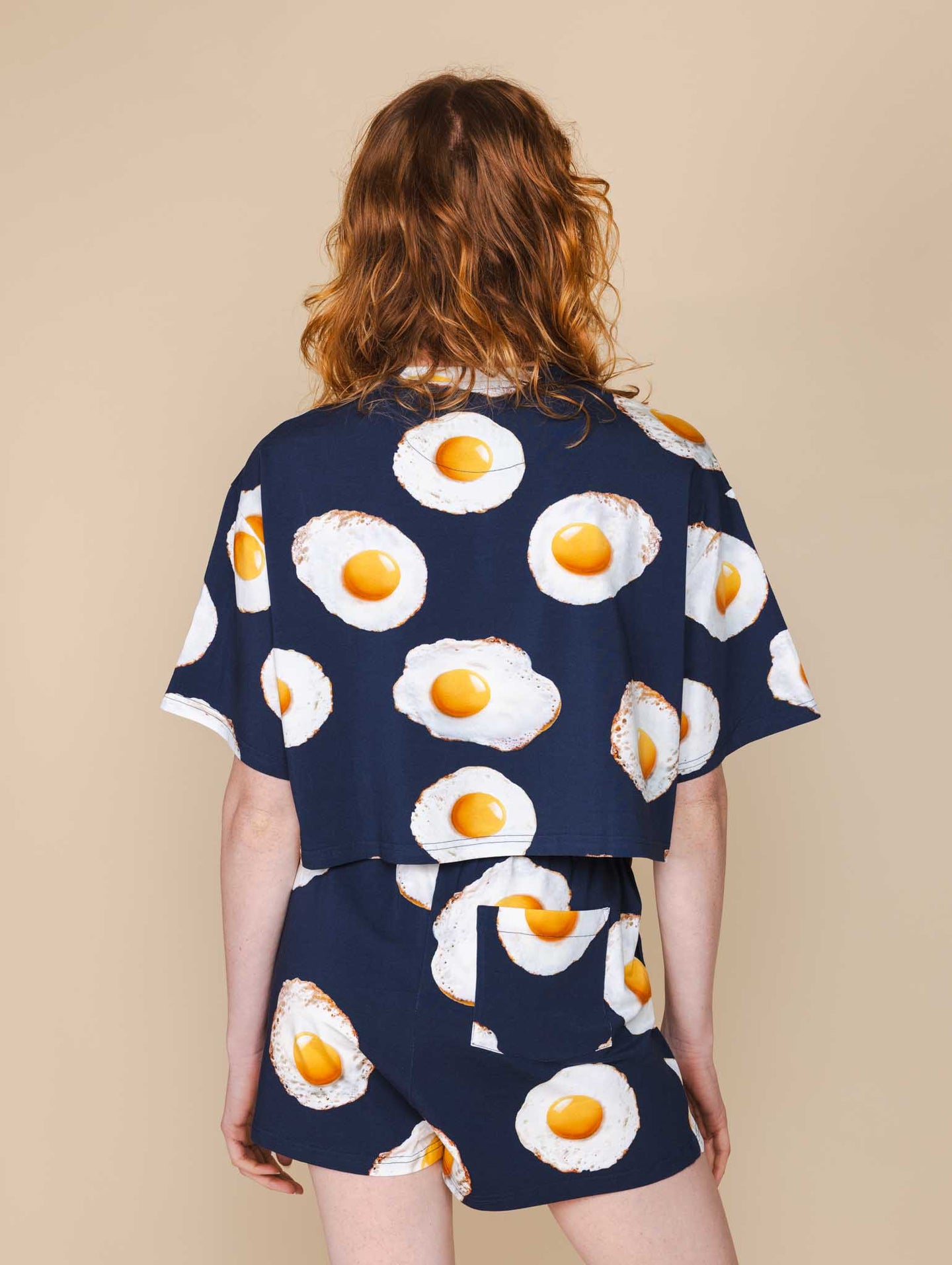 Eggs Navy Cropped T-shirt en Shorts set Dames - SNURK