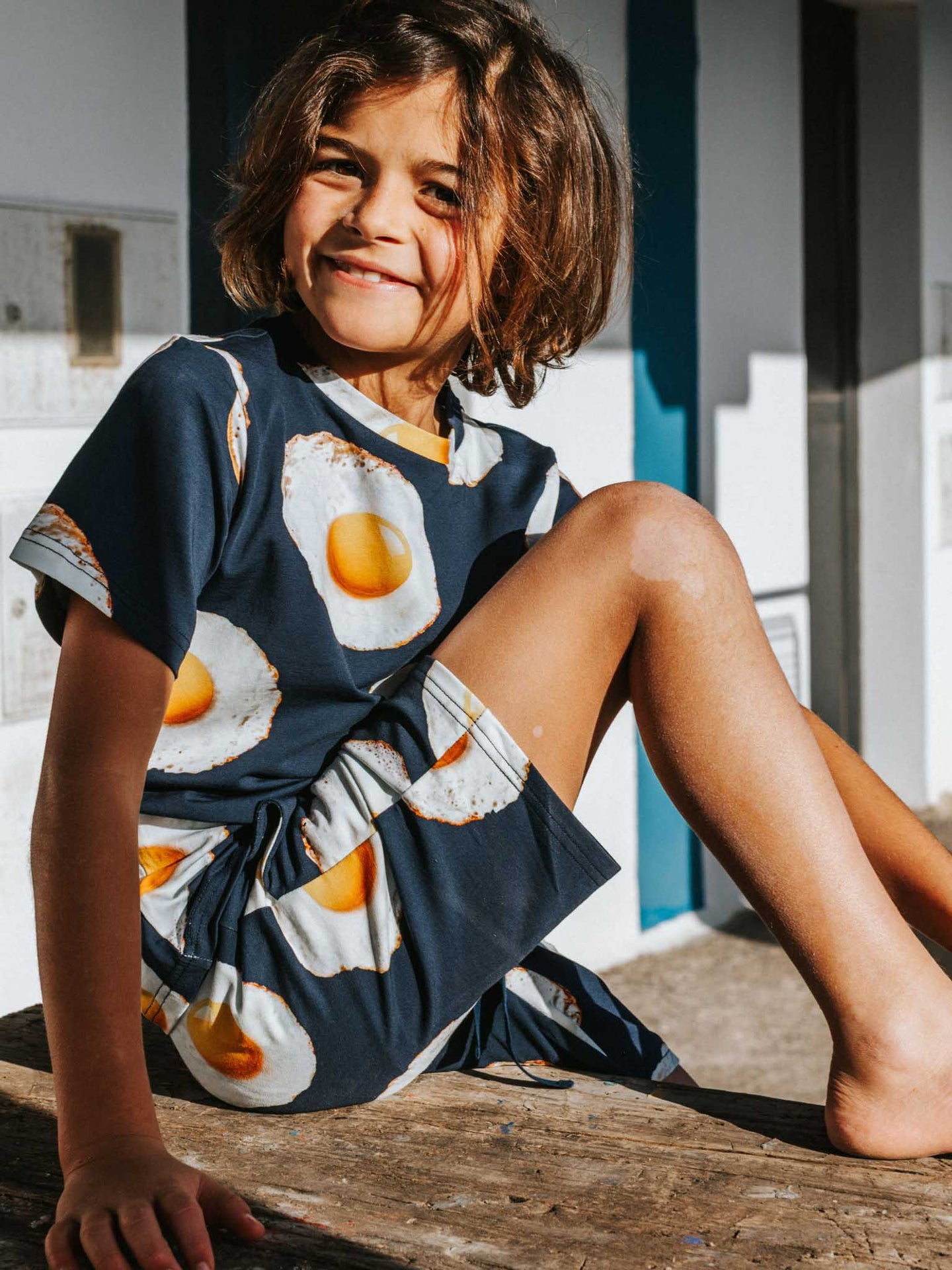 Eggs Navy T-shirt Kids