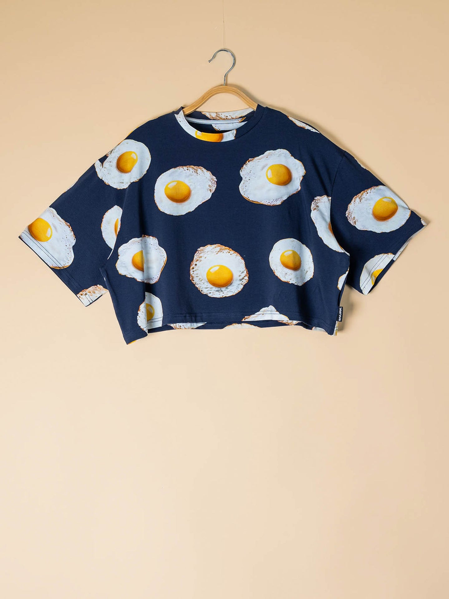 Eggs Navy Cropped T-Shirt Dames - SNURK