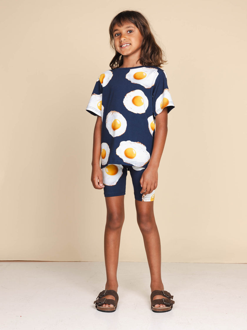 Eggs Navy T-shirt en Bikershorts set Kids