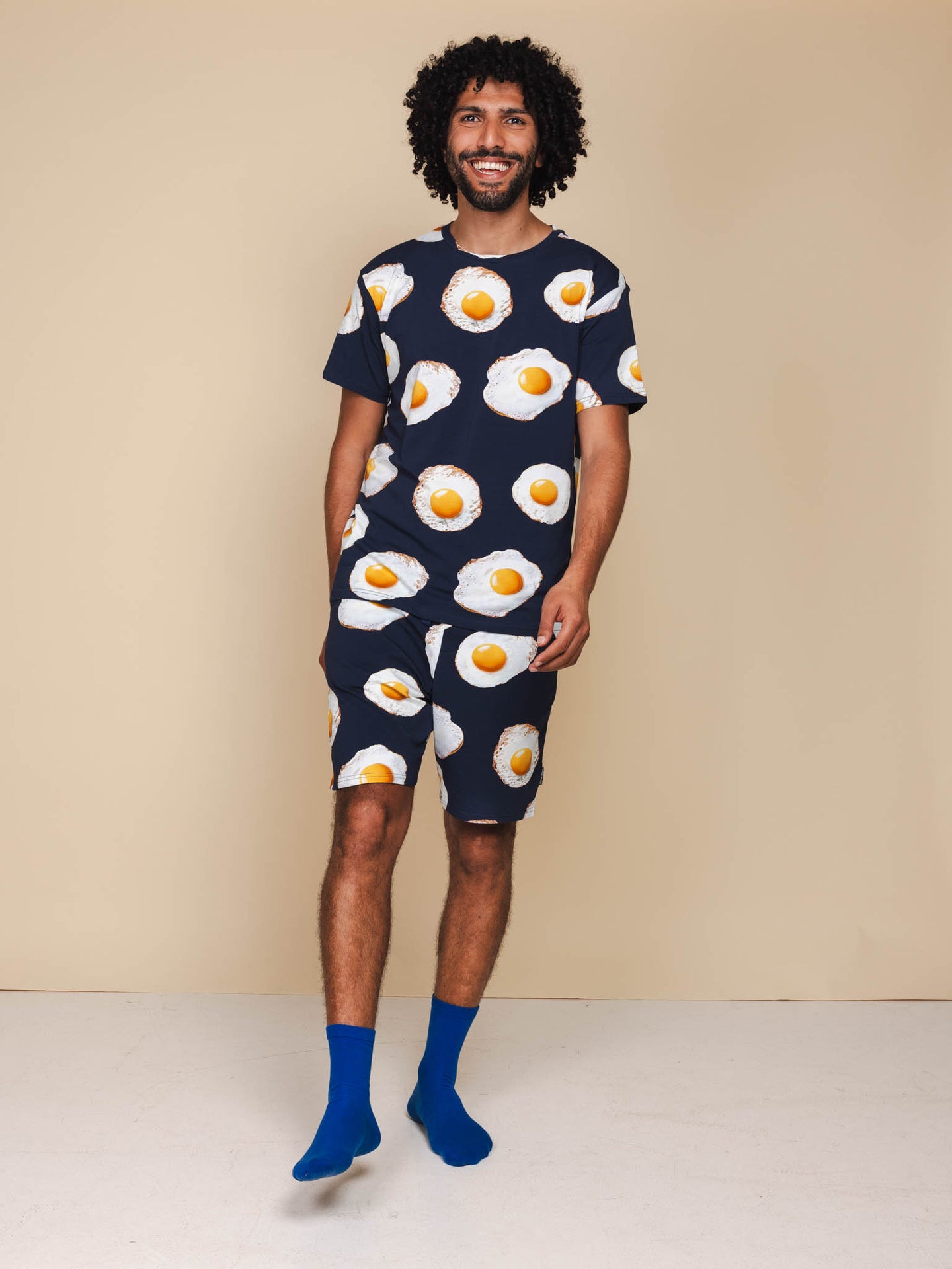 Eggs Navy T-shirt en Shorts set Heren - SNURK