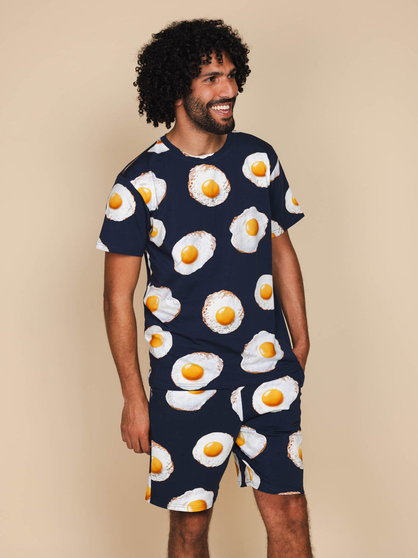 Eggs Navy T-shirt en Shorts set Heren