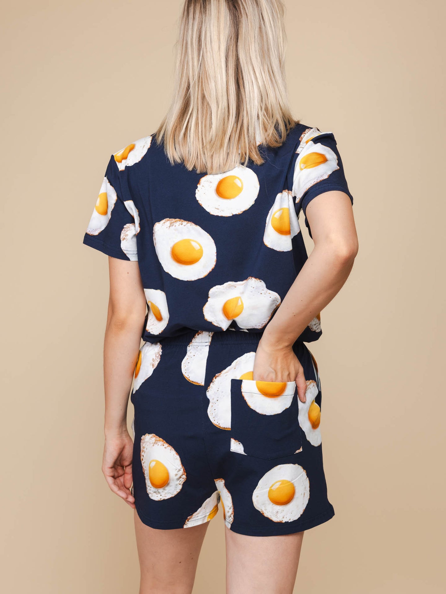 Eggs Navy T-shirt en Shorts set Dames - SNURK