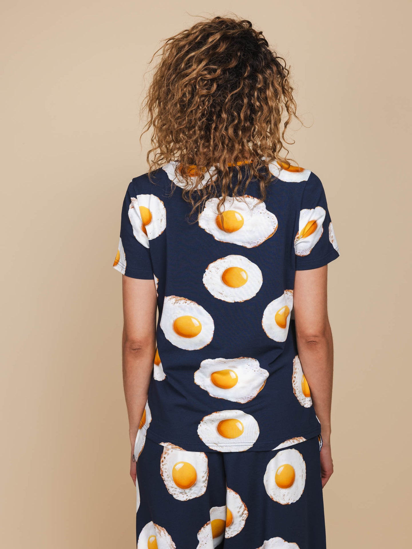 Eggs Navy V-neck T-shirt en Wijde broek set Dames - SNURK