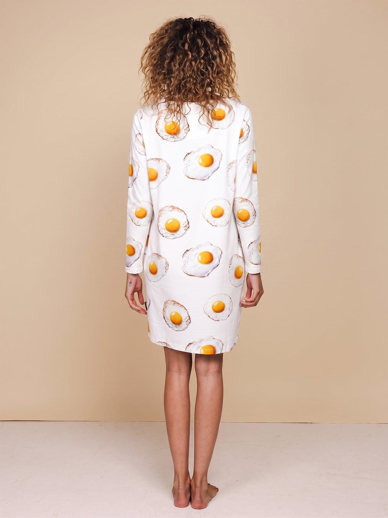 Eggs White Long Sleeve Dress Women