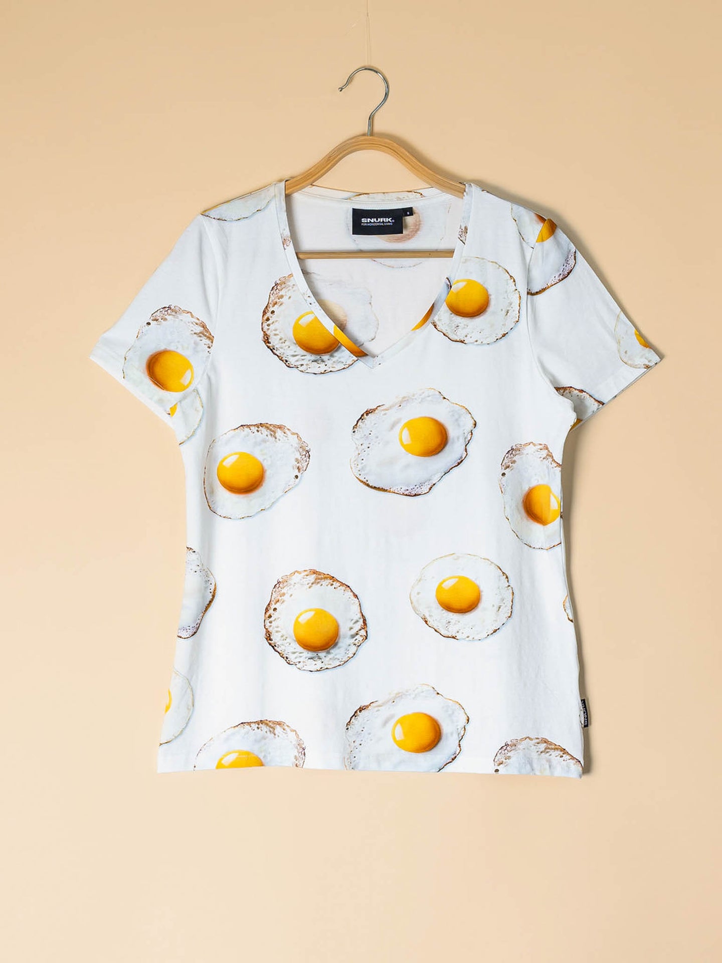 Eggs White V-neck T-shirt Dames - SNURK