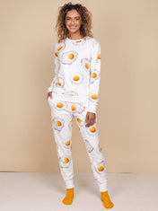 Eggs White Sweater en Pants set Women