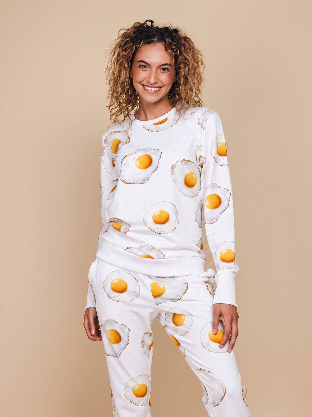 Eggs White Sweater en Pants set Women