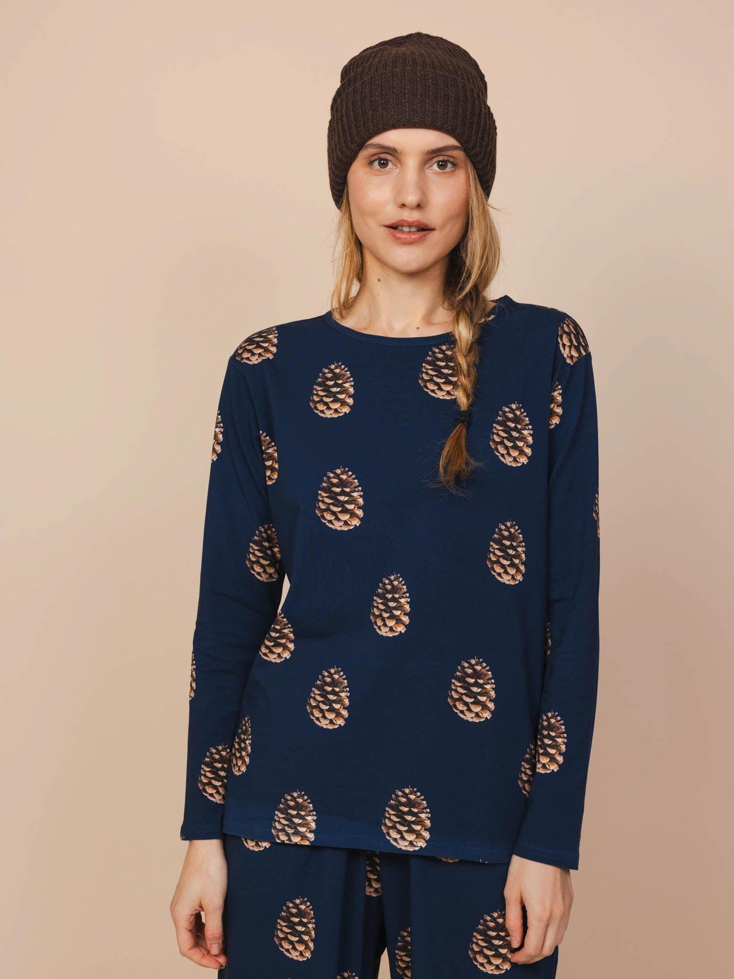 Pinecones T-shirt lange mouwen en Wijde broek set Dames