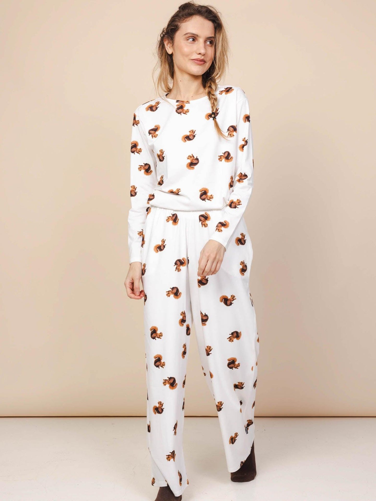 Squirrels T-shirt lange mouwen en Wijde broek set Dames - SNURK